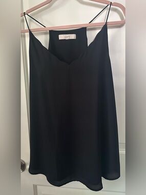 LOFT Black Chiffon Shell Tank Top Racerback Lined Size L EUC